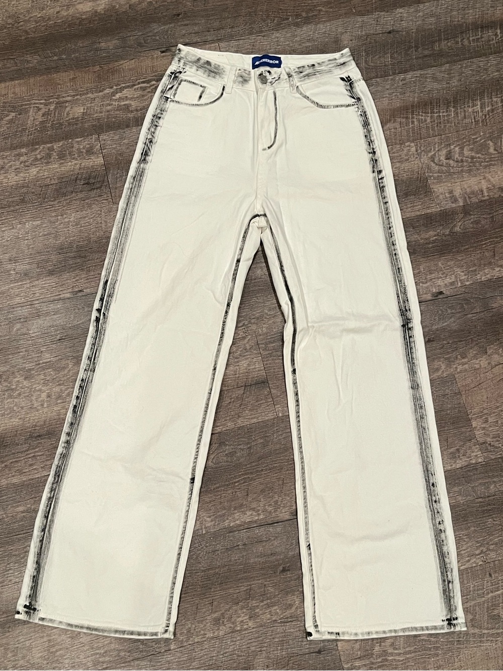 High Waisted White and Black Jeans